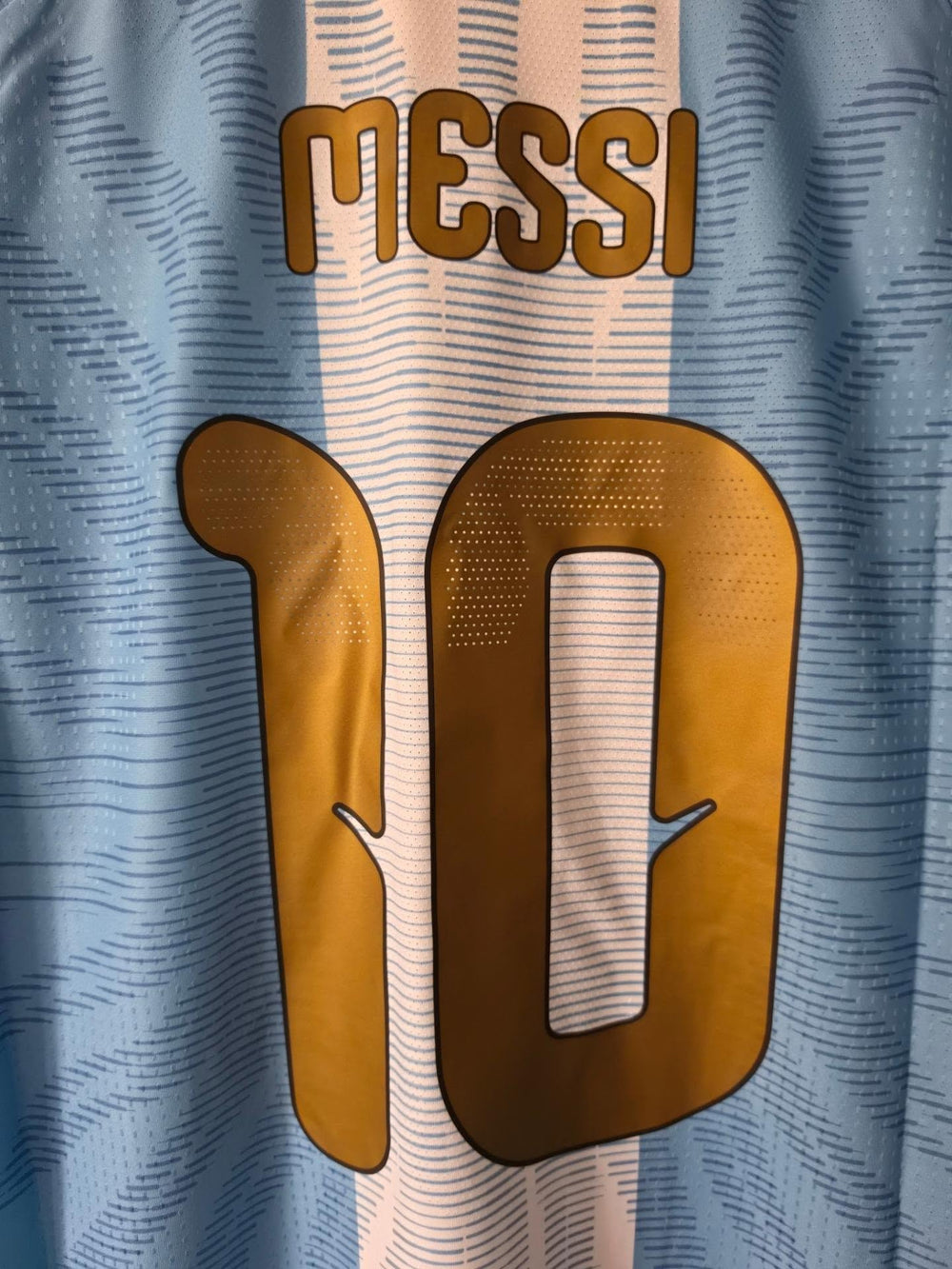 Argentina Messi Farewell Jersey (Player Version) gold crest detail