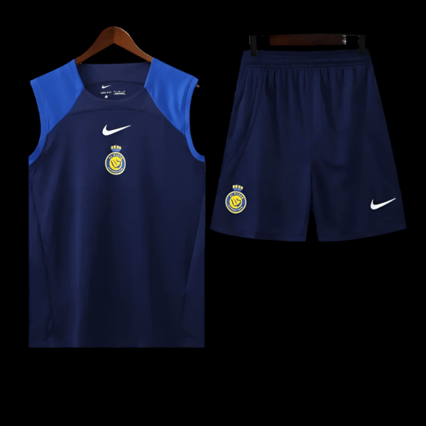 Al Nassr Dark Blue Sleeveless Training Set (With Shorts) in india