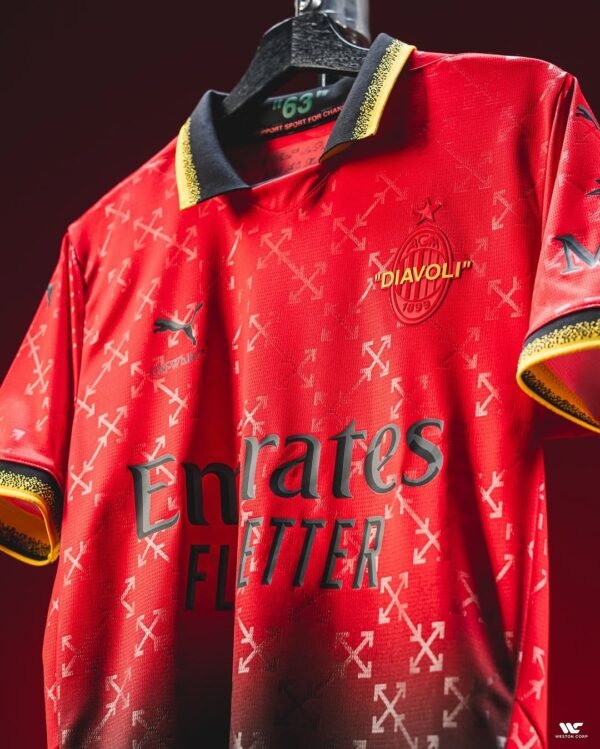AC Milan X Off White Red Jersey (Player Version) - Image 2