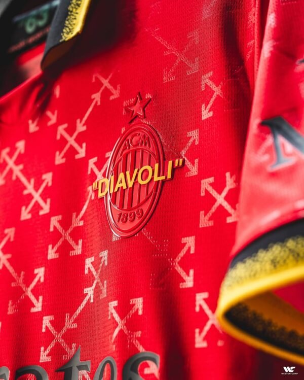 AC Milan X Off White Red Jersey (Player Version) - Image 5